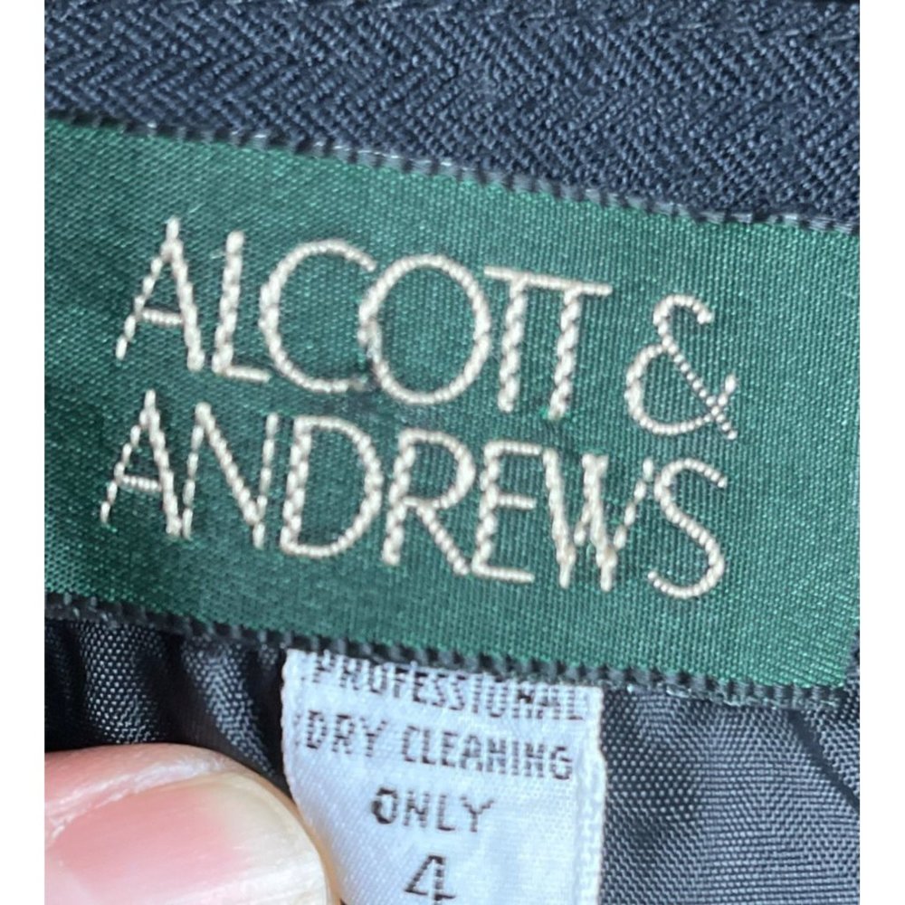 Alcott & Andrews Wool Pinstriped Black Pencil Knee Length Skirt Lined Womens 4 - Picture 7 of 7